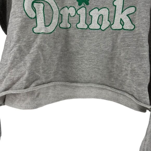 Grayson Threads St Patricks Day Cropped Sweatshirt XXL Gray Lets Day Drink Funny - Picture 3 of 9
